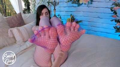 Emily Grey Fishnet Footjob